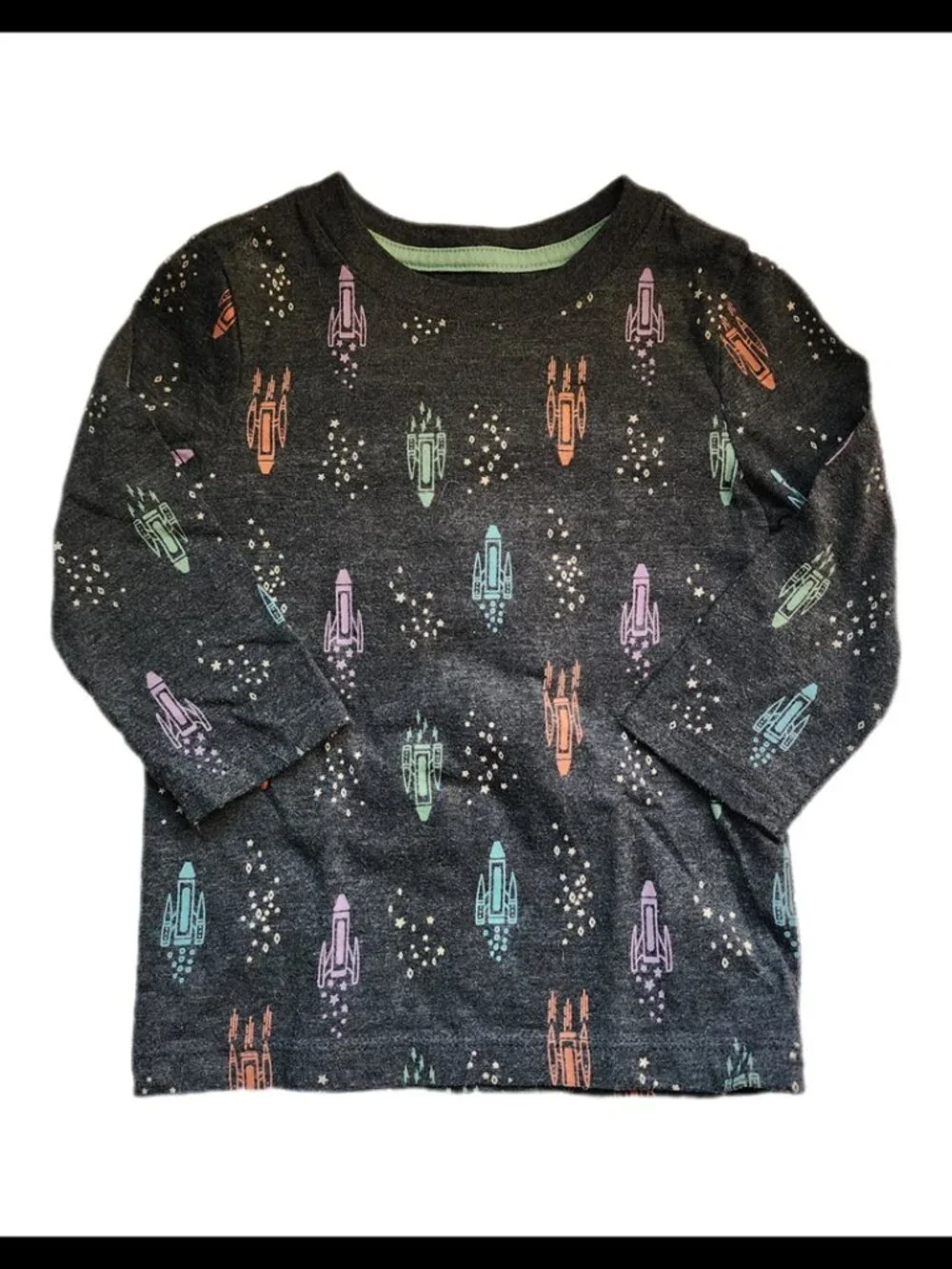 10/$10 - Boys Long Sleeve Spaceship Top